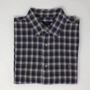 John Varvatos U.S.A. Gray, Navy & Olive Button Down Shirt Size S